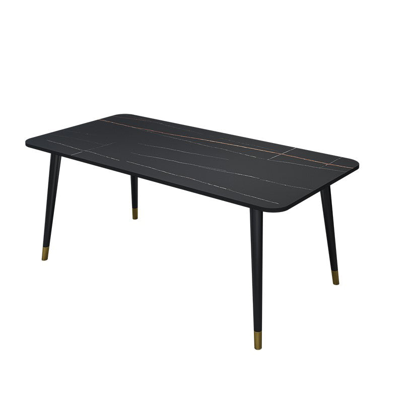 Designer Style Sintered Stone Dining Set 1/2/5/7 Pieces Rectangle Dining Table with Chairs Black 79"L x 31"W Clearhalo 'Dining Room Sets' 'Dining Tables & Seating' 'dining_room_set' 'furn' 'furn_dining_room_set' 'Furniture' 'furniture_dining_room_set' 'Kitchen & Dining Furniture' 4780698