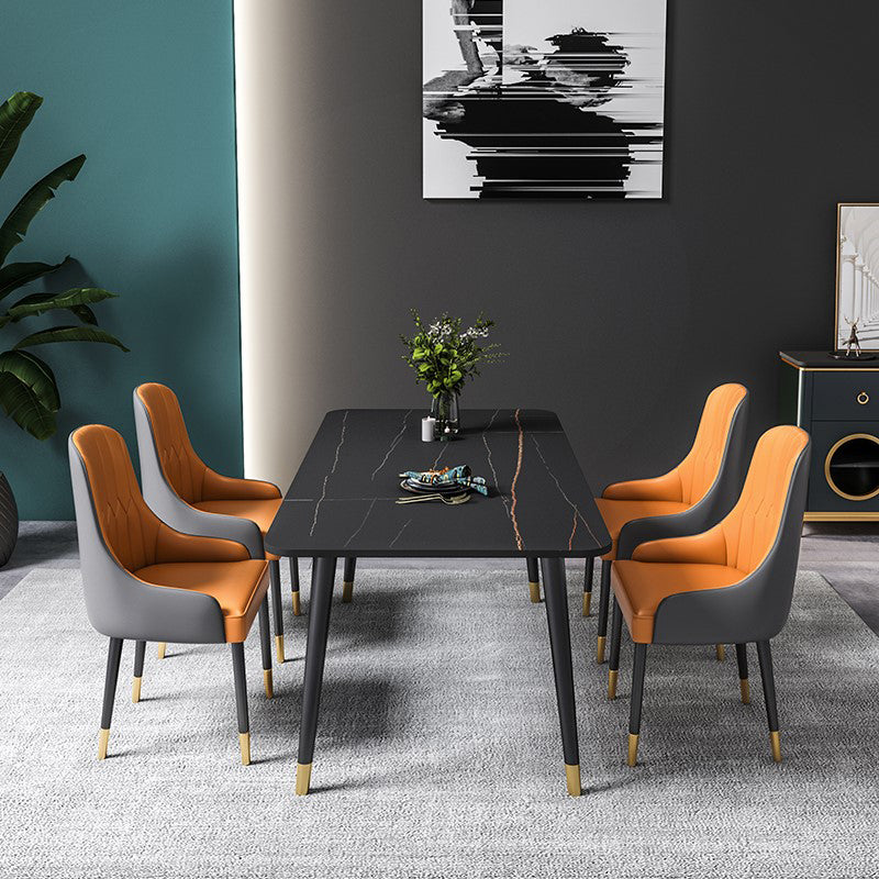 Designer Style Sintered Stone Dining Set 1/2/5/7 Pieces Rectangle Dining Table with Chairs Clearhalo 'Dining Room Sets' 'Dining Tables & Seating' 'dining_room_set' 'furn' 'furn_dining_room_set' 'Furniture' 'furniture_dining_room_set' 'Kitchen & Dining Furniture' 4780699