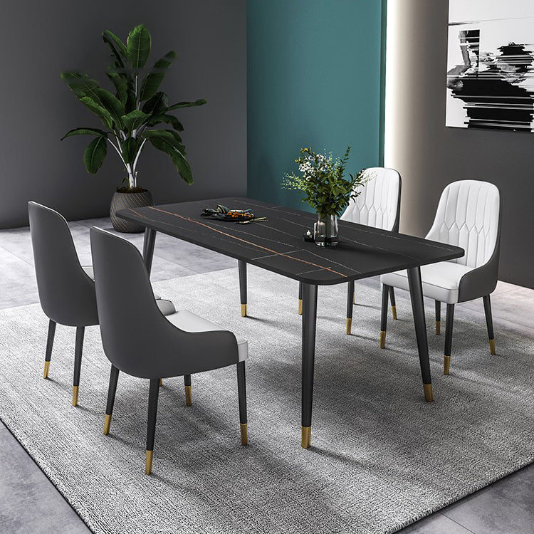 Designer Style Sintered Stone Dining Set 1/2/5/7 Pieces Rectangle Dining Table with Chairs Clearhalo 'Dining Room Sets' 'Dining Tables & Seating' 'dining_room_set' 'furn' 'furn_dining_room_set' 'Furniture' 'furniture_dining_room_set' 'Kitchen & Dining Furniture' 4780706