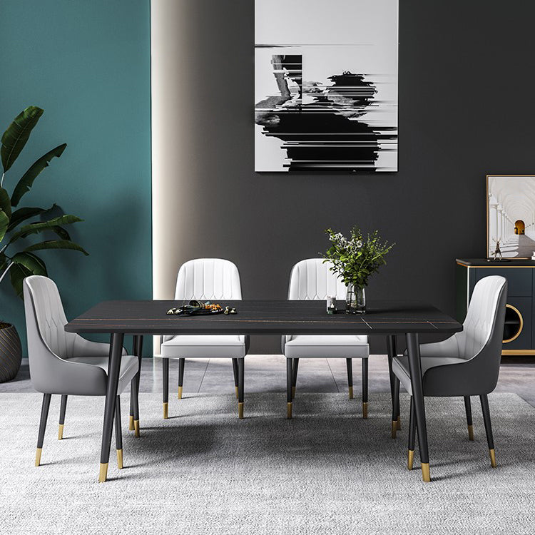 Designer Style Sintered Stone Dining Set 1/2/5/7 Pieces Rectangle Dining Table with Chairs Clearhalo 'Dining Room Sets' 'Dining Tables & Seating' 'dining_room_set' 'furn' 'furn_dining_room_set' 'Furniture' 'furniture_dining_room_set' 'Kitchen & Dining Furniture' 4780707