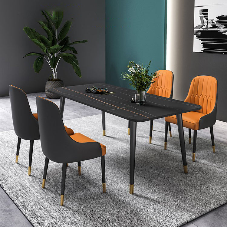 Designer Style Sintered Stone Dining Set 1/2/5/7 Pieces Rectangle Dining Table with Chairs Clearhalo 'Dining Room Sets' 'Dining Tables & Seating' 'dining_room_set' 'furn' 'furn_dining_room_set' 'Furniture' 'furniture_dining_room_set' 'Kitchen & Dining Furniture' 4780708