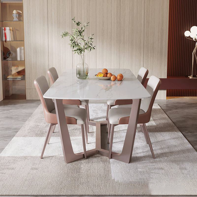 Nordic Sintered Stone Dining Set Rectangle 1/2/5/6/7 Pieces Dining Table with Chairs 5 Pieces: Table, 4 Chairs Clearhalo 'Dining Room Sets' 'Dining Tables & Seating' 'dining_room_set' 'furn' 'furn_dining_room_set' 'Furniture' 'furniture_dining_room_set' 'Kitchen & Dining Furniture' 4780718