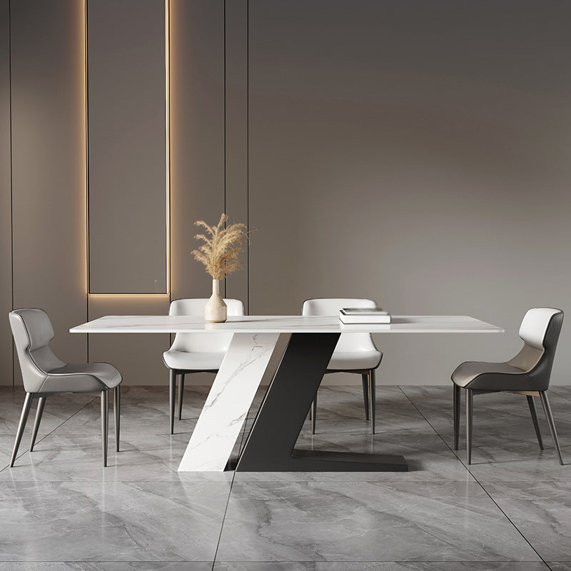 Modern Sintered Stone Top Dining Set Rectangle 1/4/5/7 Pieces Dining Table with Chairs 5 Pieces: Table, 4 Chairs Clearhalo 'Dining Room Sets' 'Dining Tables & Seating' 'dining_room_set' 'furn' 'furn_dining_room_set' 'Furniture' 'furniture_dining_room_set' 'Kitchen & Dining Furniture' 4780729