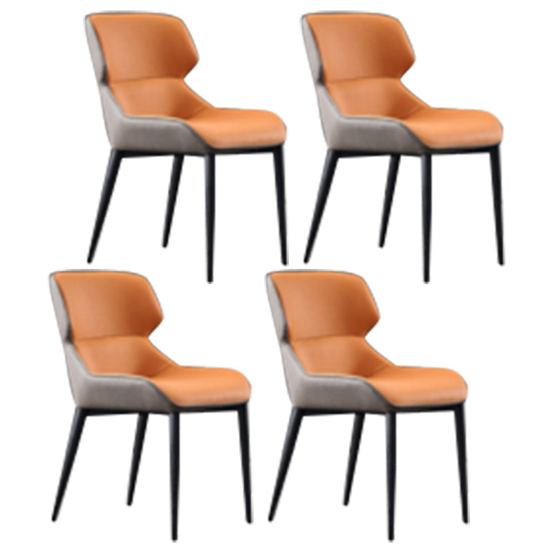 Modern Sintered Stone Top Dining Set Rectangle 1/4/5/7 Pieces Dining Table with Chairs 4 Orange Chairs Clearhalo 'Dining Room Sets' 'Dining Tables & Seating' 'dining_room_set' 'furn' 'furn_dining_room_set' 'Furniture' 'furniture_dining_room_set' 'Kitchen & Dining Furniture' 4780735