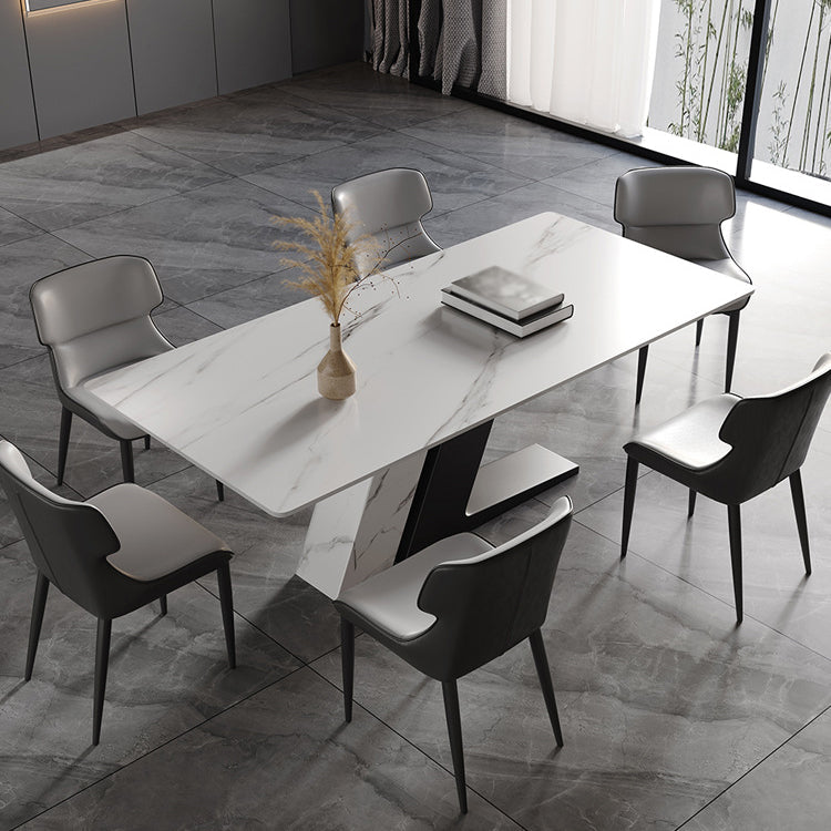 Modern Sintered Stone Top Dining Set Rectangle 1/4/5/7 Pieces Dining Table with Chairs Clearhalo 'Dining Room Sets' 'Dining Tables & Seating' 'dining_room_set' 'furn' 'furn_dining_room_set' 'Furniture' 'furniture_dining_room_set' 'Kitchen & Dining Furniture' 4780742