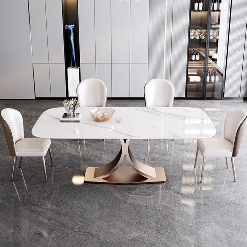 Luxury Sintered Stone Top Dining Set Rectangle 1/4/5/6 Pieces Dining Table with Chairs Clearhalo 'Dining Room Sets' 'Dining Tables & Seating' 'dining_room_set' 'furn' 'furn_dining_room_set' 'Furniture' 'furniture_dining_room_set' 'Kitchen & Dining Furniture' 4780747