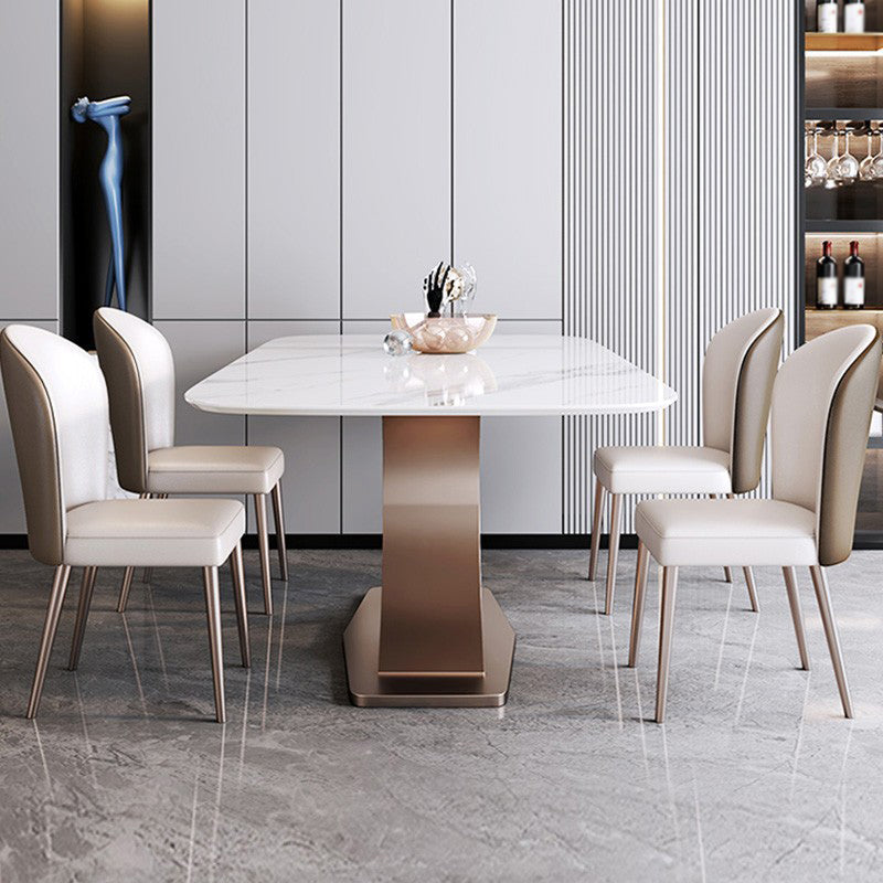Luxury Sintered Stone Top Dining Set Rectangle 1/4/5/6 Pieces Dining Table with Chairs Clearhalo 'Dining Room Sets' 'Dining Tables & Seating' 'dining_room_set' 'furn' 'furn_dining_room_set' 'Furniture' 'furniture_dining_room_set' 'Kitchen & Dining Furniture' 4780751