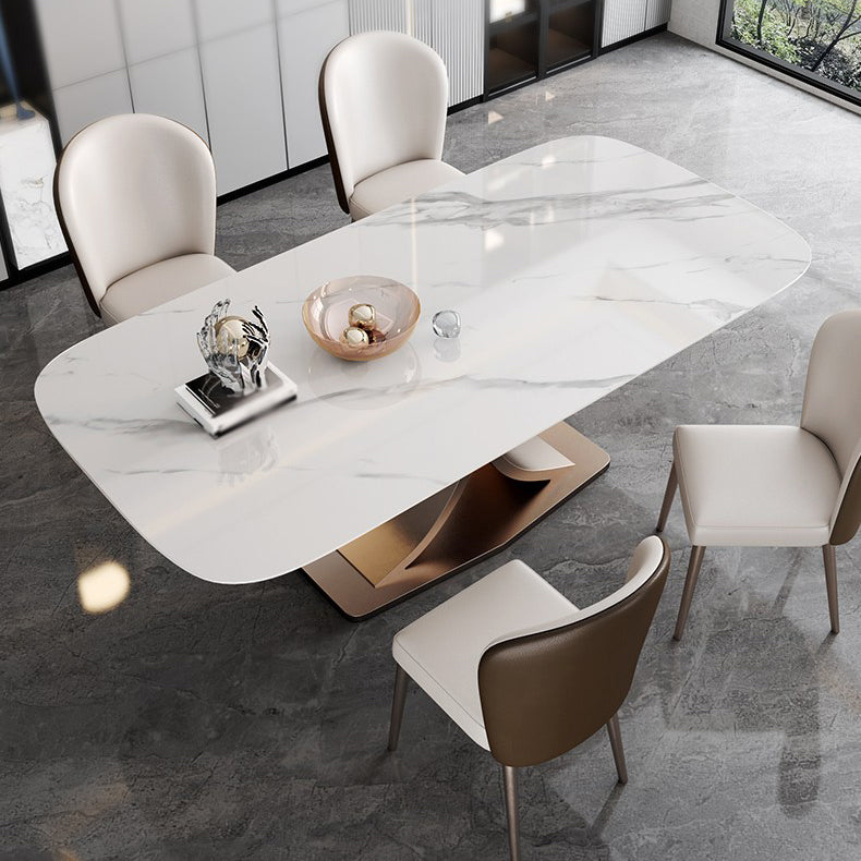 Luxury Sintered Stone Top Dining Set Rectangle 1/4/5/6 Pieces Dining Table with Chairs Clearhalo 'Dining Room Sets' 'Dining Tables & Seating' 'dining_room_set' 'furn' 'furn_dining_room_set' 'Furniture' 'furniture_dining_room_set' 'Kitchen & Dining Furniture' 4780757