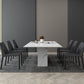 Nordic Sintered Stone Top Dining Set Rectangle 1/3/4/5/6/7 Pieces Dining Table with Chairs 7 Pieces: Table, 6 Chairs Clearhalo 'Dining Room Sets' 'Dining Tables & Seating' 'dining_room_set' 'furn' 'furn_dining_room_set' 'Furniture' 'furniture_dining_room_set' 'Kitchen & Dining Furniture' 4780766