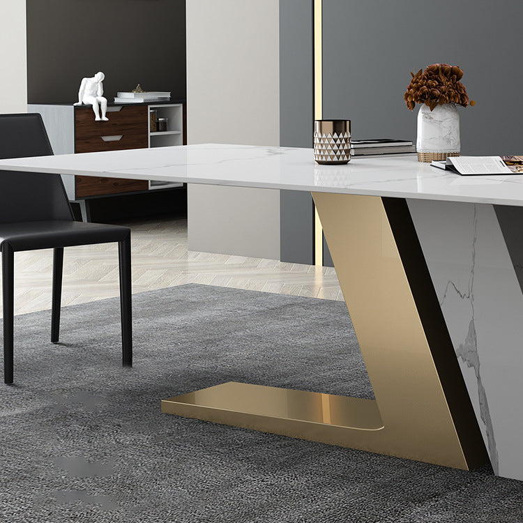 Nordic Sintered Stone Top Dining Set Rectangle 1/3/4/5/6/7 Pieces Dining Table with Chairs Clearhalo 'Dining Room Sets' 'Dining Tables & Seating' 'dining_room_set' 'furn' 'furn_dining_room_set' 'Furniture' 'furniture_dining_room_set' 'Kitchen & Dining Furniture' 4780771