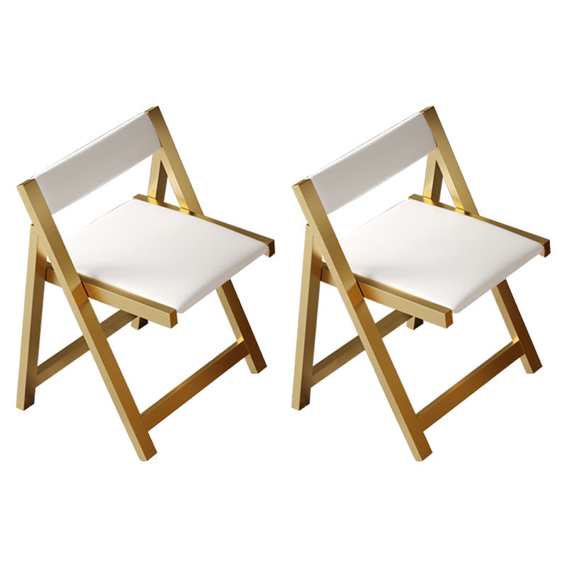 Glam Round Dinette Set 1/2/3/7 Pieces Gold Foldable Dining Table Set 2 White Chairs Clearhalo 'Dining Room Sets' 'Dining Tables & Seating' 'dining_room_set' 'furn' 'furn_dining_room_set' 'Furniture' 'furniture_dining_room_set' 'Kitchen & Dining Furniture' 4780783