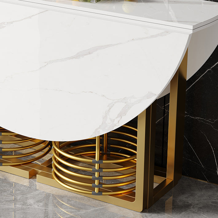 Glam Round Dinette Set 1/2/3/7 Pieces Gold Foldable Dining Table Set Clearhalo 'Dining Room Sets' 'Dining Tables & Seating' 'dining_room_set' 'furn' 'furn_dining_room_set' 'Furniture' 'furniture_dining_room_set' 'Kitchen & Dining Furniture' 4780788