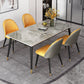 Glam Rectangle Dinette Set 1/4/5/7 Pieces Dining Table Set with Grey Sintered Stone Top 5 Pieces: Table, 4 Orange Chairs Clearhalo 'Dining Room Sets' 'Dining Tables & Seating' 'dining_room_set' 'furn' 'furn_dining_room_set' 'Furniture' 'furniture_dining_room_set' 'Kitchen & Dining Furniture' 4780802