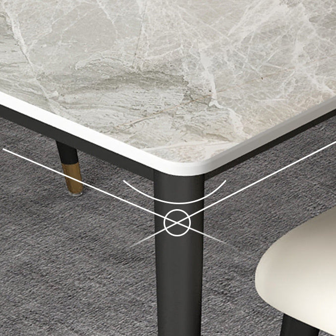 Glam Rectangle Dinette Set 1/4/5/7 Pieces Dining Table Set with Grey Sintered Stone Top Clearhalo 'Dining Room Sets' 'Dining Tables & Seating' 'dining_room_set' 'furn' 'furn_dining_room_set' 'Furniture' 'furniture_dining_room_set' 'Kitchen & Dining Furniture' 4780805