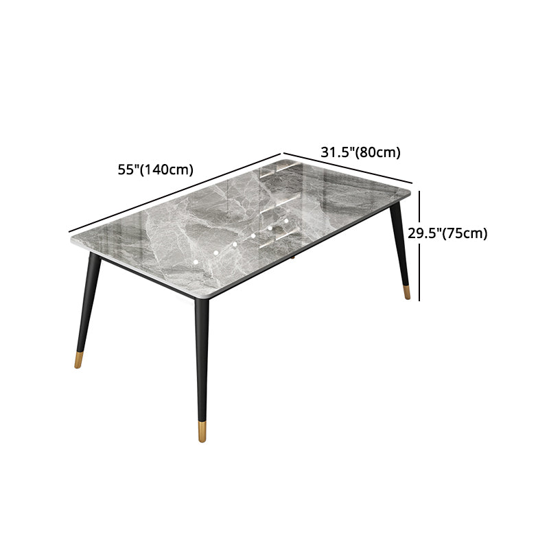 Glam Rectangle Dinette Set 1/4/5/7 Pieces Dining Table Set with Grey Sintered Stone Top Clearhalo 'Dining Room Sets' 'Dining Tables & Seating' 'dining_room_set' 'furn' 'furn_dining_room_set' 'Furniture' 'furniture_dining_room_set' 'Kitchen & Dining Furniture' 4780811