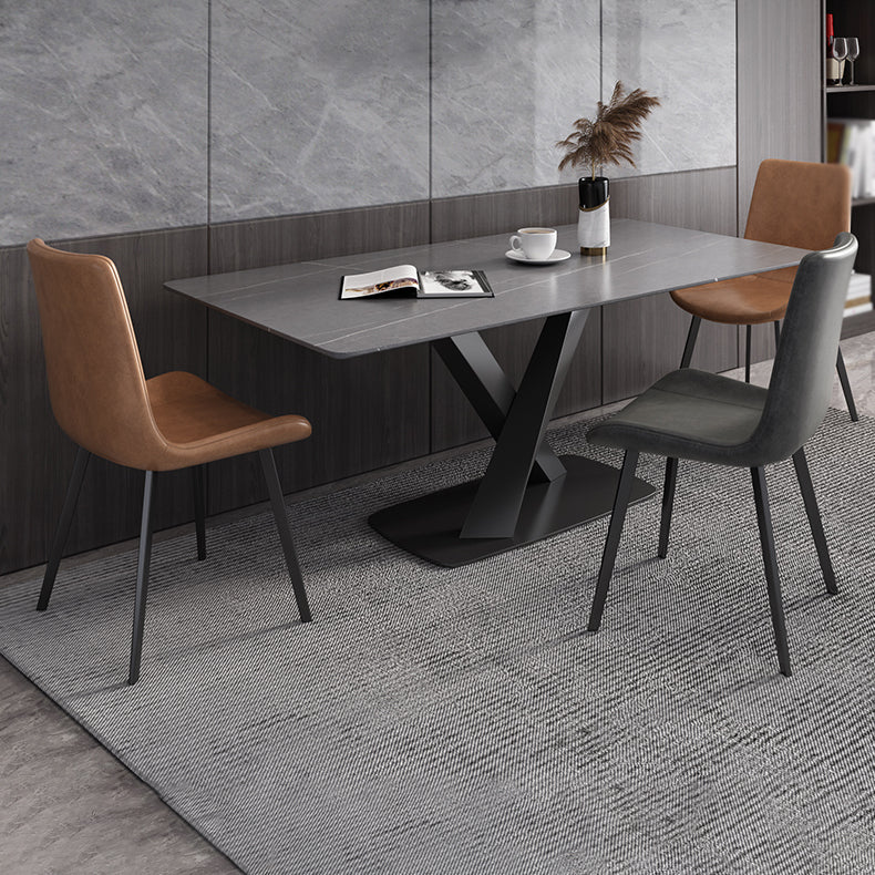 Modern Dinette Set 1/4/5/6/7 Pieces Dining Table Set with Sintered Stone Top 4 Pieces: Table, 3 Chairs Clearhalo 'Dining Room Sets' 'Dining Tables & Seating' 'dining_room_set' 'furn' 'furn_dining_room_set' 'Furniture' 'furniture_dining_room_set' 'Kitchen & Dining Furniture' 4780816