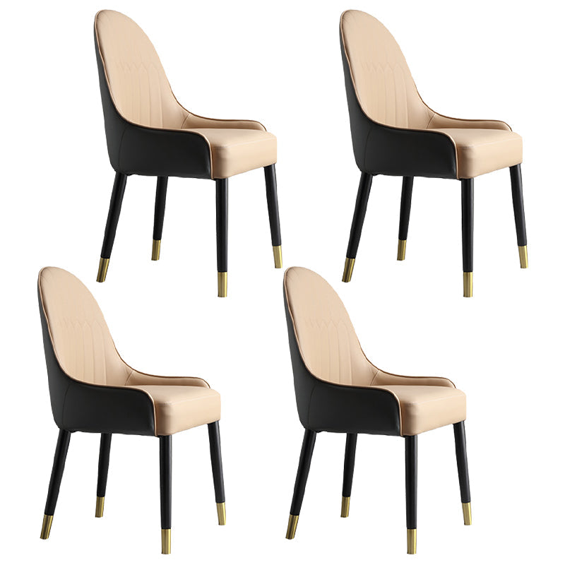 Modern Round Dinette Set 1/4/5/7 Pieces Black Dining Table Set with Sintered Stone Top 4 Beige Chairs Clearhalo 'Dining Room Sets' 'Dining Tables & Seating' 'dining_room_set' 'furn' 'furn_dining_room_set' 'Furniture' 'furniture_dining_room_set' 'Kitchen & Dining Furniture' 4780855