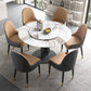 Modern Round Dinette Set 1/4/5/7 Pieces Black Dining Table Set with Sintered Stone Top 7 Pieces: Table, 6 Chairs Clearhalo 'Dining Room Sets' 'Dining Tables & Seating' 'dining_room_set' 'furn' 'furn_dining_room_set' 'Furniture' 'furniture_dining_room_set' 'Kitchen & Dining Furniture' 4780857