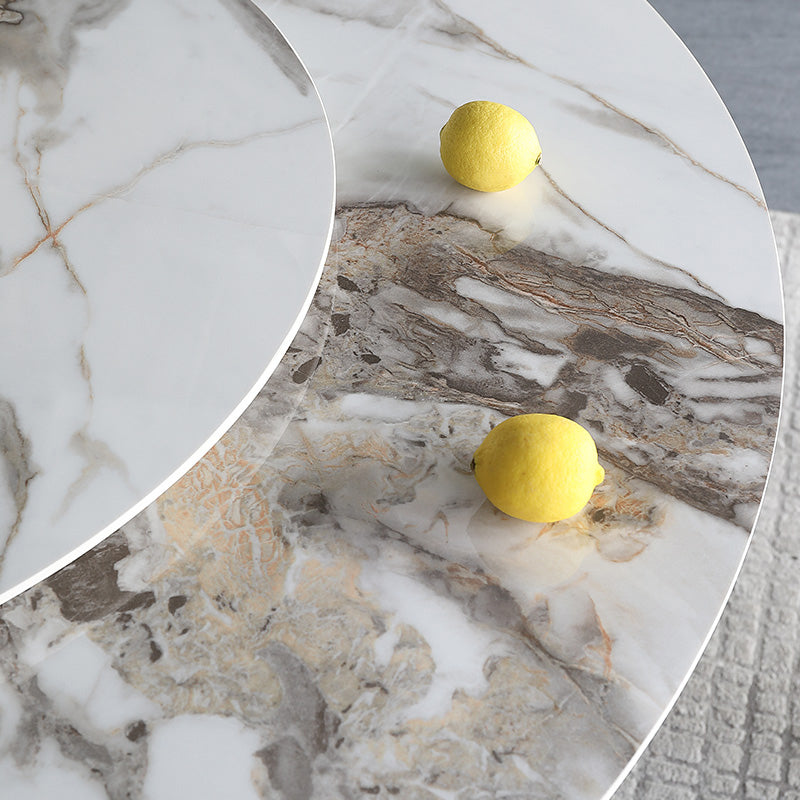 Modern Round Dinette Set 1/4/5/7 Pieces Black Dining Table Set with Sintered Stone Top Clearhalo 'Dining Room Sets' 'Dining Tables & Seating' 'dining_room_set' 'furn' 'furn_dining_room_set' 'Furniture' 'furniture_dining_room_set' 'Kitchen & Dining Furniture' 4780860