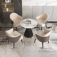 Glam Round Dinette Set 1/2/4/5 Pieces Black Dining Table Set with White Sintered Stone Top 5 Pieces: Table, 4 Beige Chairs Clearhalo 'Dining Room Sets' 'Dining Tables & Seating' 'dining_room_set' 'furn' 'furn_dining_room_set' 'Furniture' 'furniture_dining_room_set' 'Kitchen & Dining Furniture' 4780871
