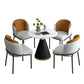 Glam Round Dinette Set 1/2/4/5 Pieces Black Dining Table Set with White Sintered Stone Top 5 Pieces: Table, 4 Orange Chairs Clearhalo 'Dining Room Sets' 'Dining Tables & Seating' 'dining_room_set' 'furn' 'furn_dining_room_set' 'Furniture' 'furniture_dining_room_set' 'Kitchen & Dining Furniture' 4780873