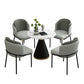 Glam Round Dinette Set 1/2/4/5 Pieces Black Dining Table Set with White Sintered Stone Top 5 Pieces: Table, 4 Grey Chairs Clearhalo 'Dining Room Sets' 'Dining Tables & Seating' 'dining_room_set' 'furn' 'furn_dining_room_set' 'Furniture' 'furniture_dining_room_set' 'Kitchen & Dining Furniture' 4780875