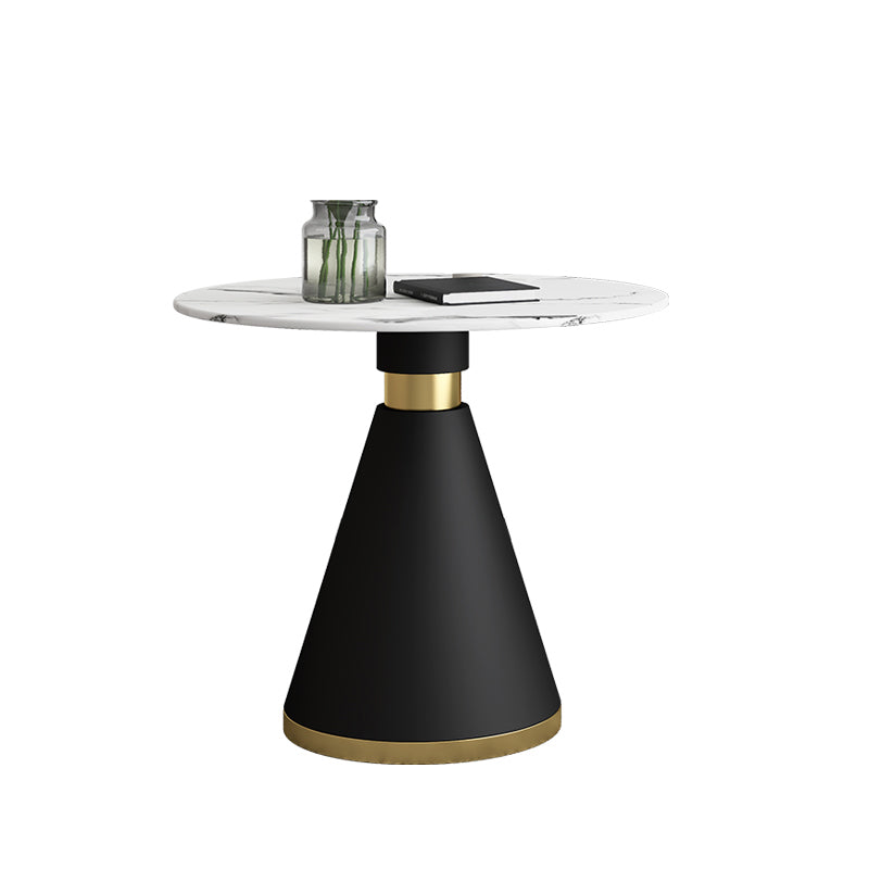 Glam Round Dinette Set 1/2/4/5 Pieces Black Dining Table Set with White Sintered Stone Top Clearhalo 'Dining Room Sets' 'Dining Tables & Seating' 'dining_room_set' 'furn' 'furn_dining_room_set' 'Furniture' 'furniture_dining_room_set' 'Kitchen & Dining Furniture' 4780877