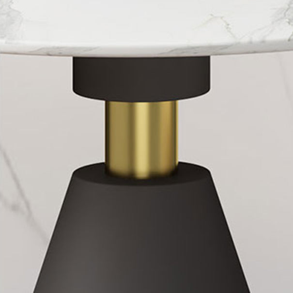 Glam Round Dinette Set 1/2/4/5 Pieces Black Dining Table Set with White Sintered Stone Top Clearhalo 'Dining Room Sets' 'Dining Tables & Seating' 'dining_room_set' 'furn' 'furn_dining_room_set' 'Furniture' 'furniture_dining_room_set' 'Kitchen & Dining Furniture' 4780882