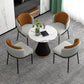 Glam Round Dinette Set 1/2/4/5 Pieces Black Dining Table Set with White Sintered Stone Top Clearhalo 'Dining Room Sets' 'Dining Tables & Seating' 'dining_room_set' 'furn' 'furn_dining_room_set' 'Furniture' 'furniture_dining_room_set' 'Kitchen & Dining Furniture' 4780884