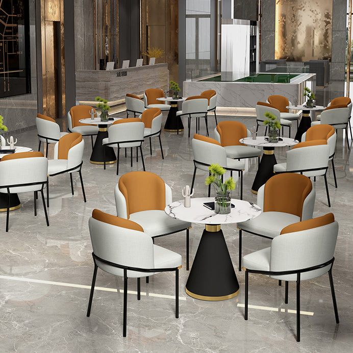 Glam Round Dinette Set 1/2/4/5 Pieces Black Dining Table Set with White Sintered Stone Top Clearhalo 'Dining Room Sets' 'Dining Tables & Seating' 'dining_room_set' 'furn' 'furn_dining_room_set' 'Furniture' 'furniture_dining_room_set' 'Kitchen & Dining Furniture' 4780886