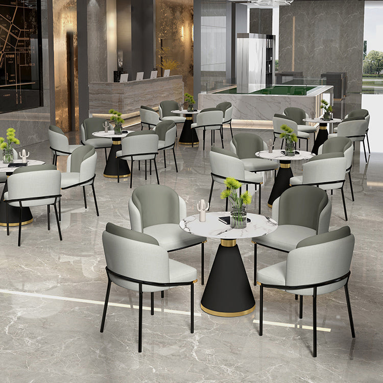 Glam Round Dinette Set 1/2/4/5 Pieces Black Dining Table Set with White Sintered Stone Top Clearhalo 'Dining Room Sets' 'Dining Tables & Seating' 'dining_room_set' 'furn' 'furn_dining_room_set' 'Furniture' 'furniture_dining_room_set' 'Kitchen & Dining Furniture' 4780888