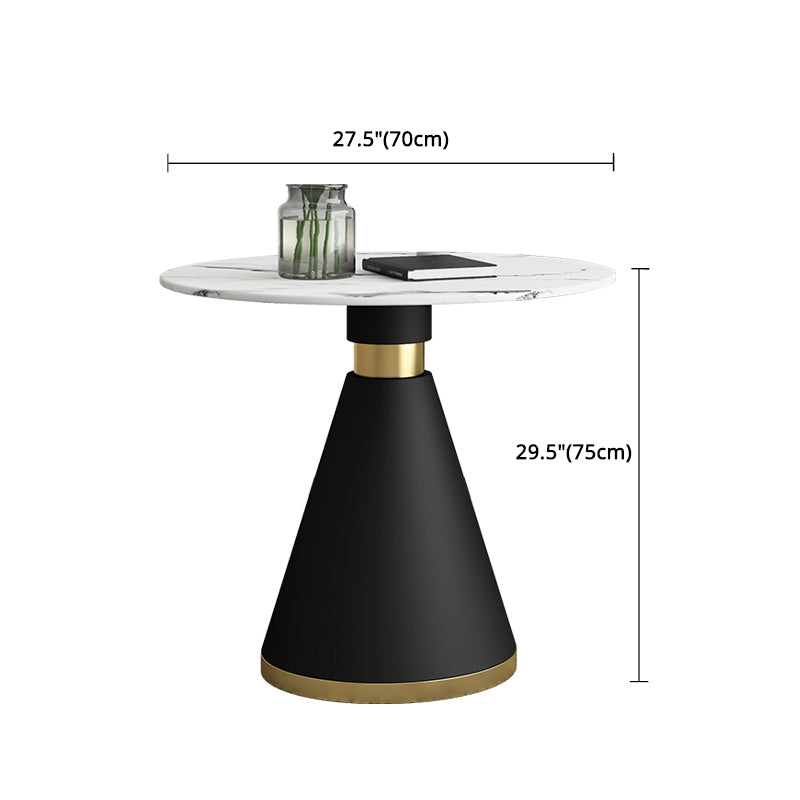 Glam Round Dinette Set 1/2/4/5 Pieces Black Dining Table Set with White Sintered Stone Top Clearhalo 'Dining Room Sets' 'Dining Tables & Seating' 'dining_room_set' 'furn' 'furn_dining_room_set' 'Furniture' 'furniture_dining_room_set' 'Kitchen & Dining Furniture' 4780890