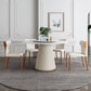 Glam Round Dinette Set 1/4/5/7 Pieces Dining Table Set with White Sintered Stone Top 5 Pieces: Table, 4 Chairs Clearhalo 'Dining Room Sets' 'Dining Tables & Seating' 'dining_room_set' 'furn' 'furn_dining_room_set' 'Furniture' 'furniture_dining_room_set' 'Kitchen & Dining Furniture' 4780898