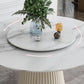Glam Round Dinette Set 1/4/5/7 Pieces Dining Table Set with White Sintered Stone Top Clearhalo 'Dining Room Sets' 'Dining Tables & Seating' 'dining_room_set' 'furn' 'furn_dining_room_set' 'Furniture' 'furniture_dining_room_set' 'Kitchen & Dining Furniture' 4780902