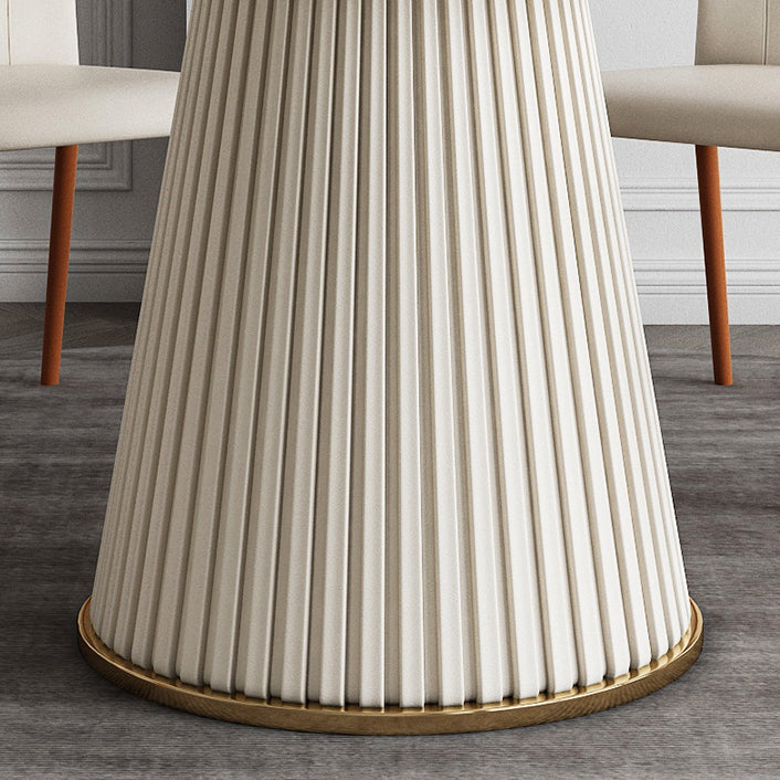 Glam Round Dinette Set 1/4/5/7 Pieces Dining Table Set with White Sintered Stone Top Clearhalo 'Dining Room Sets' 'Dining Tables & Seating' 'dining_room_set' 'furn' 'furn_dining_room_set' 'Furniture' 'furniture_dining_room_set' 'Kitchen & Dining Furniture' 4780904