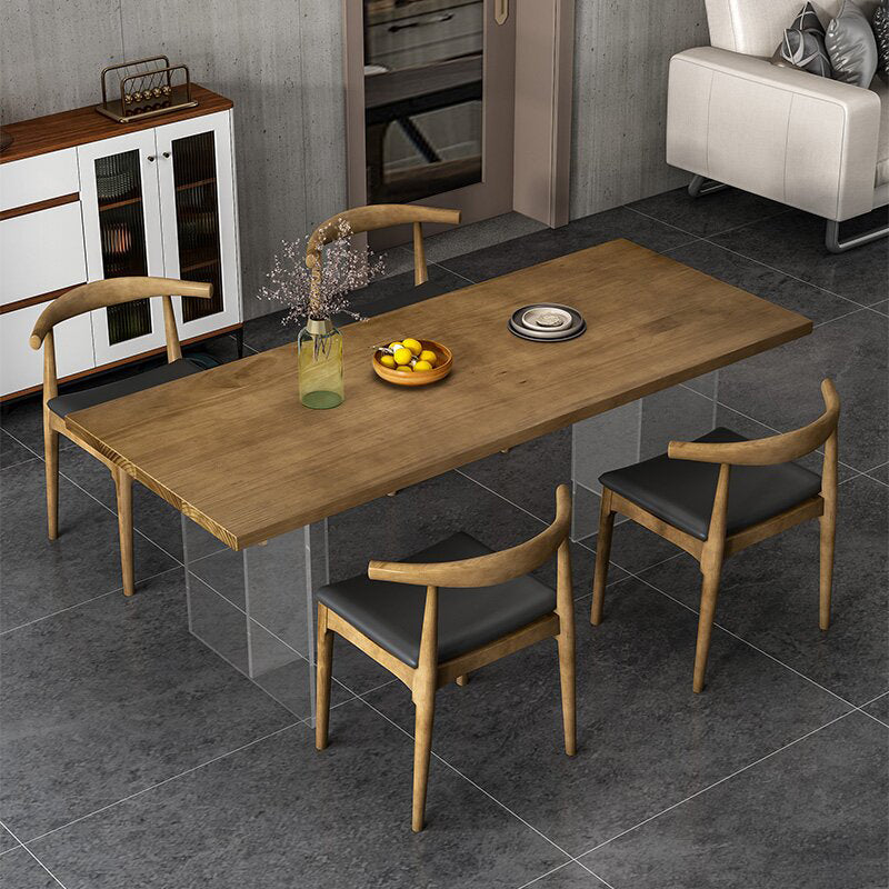 Modern Rectangle Dinette Set 1/4/5 Pieces Brown Pine Wood Dining Table Set Clearhalo 'Dining Room Sets' 'Dining Tables & Seating' 'dining_room_set' 'furn' 'furn_dining_room_set' 'Furniture' 'furniture_dining_room_set' 'Kitchen & Dining Furniture' 4780914