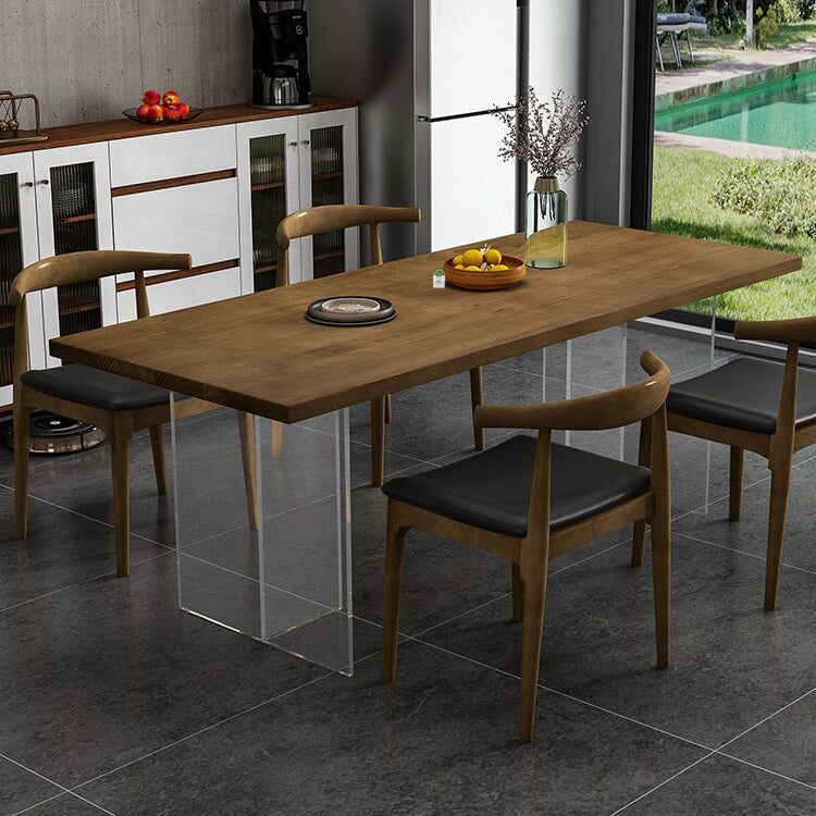 Modern Rectangle Dinette Set 1/4/5 Pieces Brown Pine Wood Dining Table Set Clearhalo 'Dining Room Sets' 'Dining Tables & Seating' 'dining_room_set' 'furn' 'furn_dining_room_set' 'Furniture' 'furniture_dining_room_set' 'Kitchen & Dining Furniture' 4780920