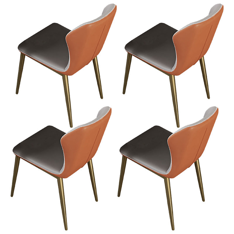 Glam Scalable Dinette Set 1/4/7 Pieces Rectangle Dining Table Set with Sintered Stone Top 4 Orange-White Chairs Clearhalo 'Dining Room Sets' 'Dining Tables & Seating' 'dining_room_set' 'furn' 'furn_dining_room_set' 'Furniture' 'furniture_dining_room_set' 'Kitchen & Dining Furniture' 4780954