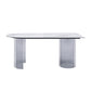 Sintered Stone Top Dining Table Modern White Table with Acrylic Double Pedestal Clearhalo 'Dining Tables & Seating' 'Dining Tables' 'dining_table' 'furn' 'furn_dining_table' 'Furniture' 'furniture_dining_table' 'Kitchen & Dining Furniture' 'kitchen' 'kitchen_dining_table' 4780969