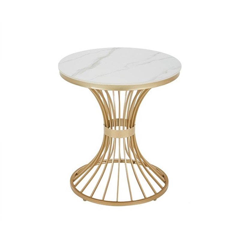 Round Luxury Dining Table White Fixed Table with Sintered Stone Pedestal 23.6"L x 23.6"W x 29.5"H Without Chairs Clearhalo 'Dining Tables & Seating' 'Dining Tables' 'dining_table' 'furn' 'furn_dining_table' 'Furniture' 'furniture_dining_table' 'Kitchen & Dining Furniture' 'kitchen' 'kitchen_dining_table' 4780982