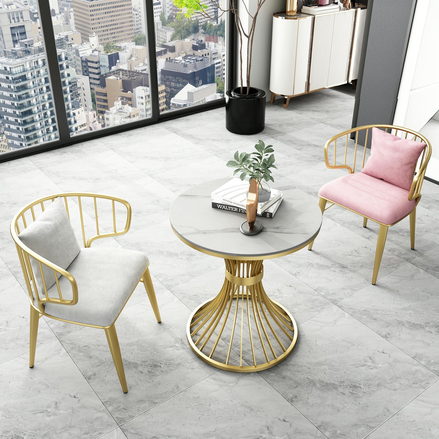 Round Luxury Dining Table White Fixed Table with Sintered Stone Clearhalo 'Dining Tables & Seating' 'Dining Tables' 'dining_table' 'furn' 'furn_dining_table' 'Furniture' 'furniture_dining_table' 'Kitchen & Dining Furniture' 'kitchen' 'kitchen_dining_table' 4780992