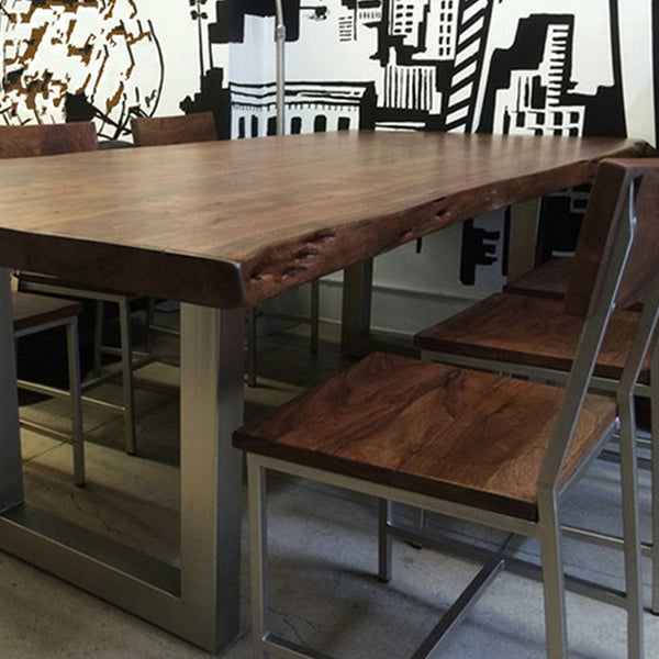 Rectangle Sled Base Industrial Table Wood Color Fixed Table with Solid Wood Clearhalo 'Dining Tables & Seating' 'Dining Tables' 'dining_table' 'furn' 'furn_dining_table' 'Furniture' 'furniture_dining_table' 'Kitchen & Dining Furniture' 'kitchen' 'kitchen_dining_table' 4781018
