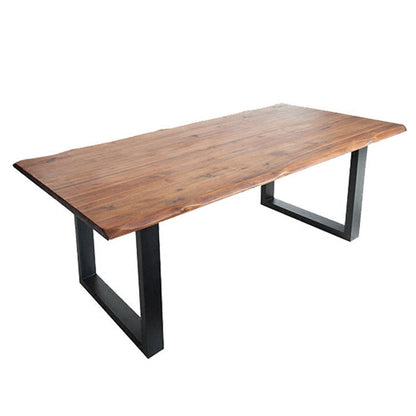 Rectangle Sled Base Industrial Table Wood Color Fixed Table with Solid Wood Without Chairs Clearhalo 'Dining Tables & Seating' 'Dining Tables' 'dining_table' 'furn' 'furn_dining_table' 'Furniture' 'furniture_dining_table' 'Kitchen & Dining Furniture' 'kitchen' 'kitchen_dining_table' 4781019