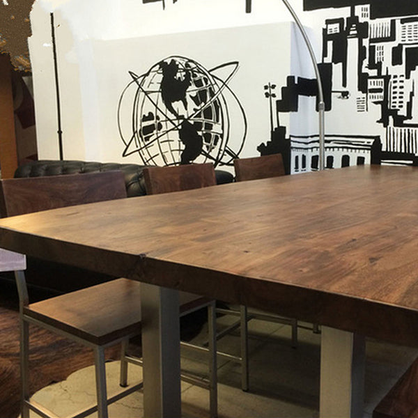 Rectangle Sled Base Industrial Table Wood Color Fixed Table with Solid Wood Clearhalo 'Dining Tables & Seating' 'Dining Tables' 'dining_table' 'furn' 'furn_dining_table' 'Furniture' 'furniture_dining_table' 'Kitchen & Dining Furniture' 'kitchen' 'kitchen_dining_table' 4781020