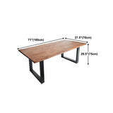 Rectangle Sled Base Industrial Table Wood Color Fixed Table with Solid Wood Clearhalo 'Dining Tables & Seating' 'Dining Tables' 'dining_table' 'furn' 'furn_dining_table' 'Furniture' 'furniture_dining_table' 'Kitchen & Dining Furniture' 'kitchen' 'kitchen_dining_table' 4781025