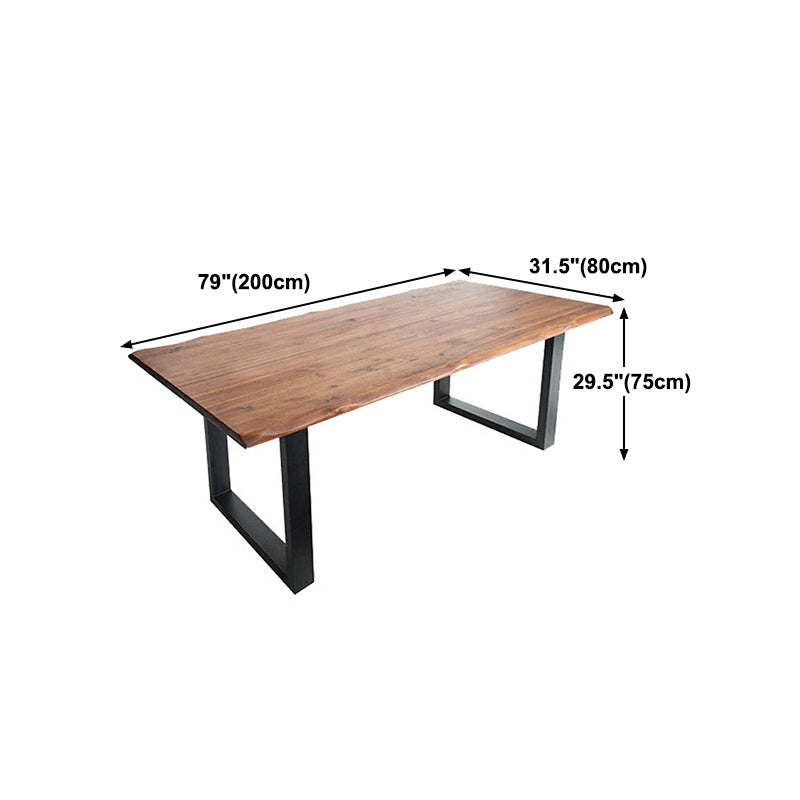Rectangle Sled Base Industrial Table Wood Color Fixed Table with Solid Wood Clearhalo 'Dining Tables & Seating' 'Dining Tables' 'dining_table' 'furn' 'furn_dining_table' 'Furniture' 'furniture_dining_table' 'Kitchen & Dining Furniture' 'kitchen' 'kitchen_dining_table' 4781026