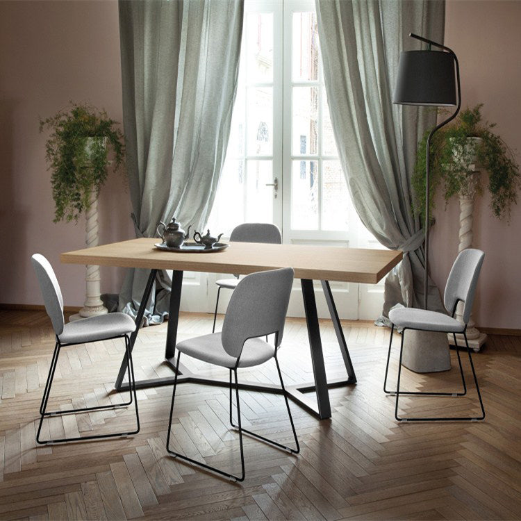 Rectangle Industrial Dining Table Trestle Base Fixed Table with Solid Wood 63"L x 27.6"W x 29.5"H Without Chairs Clearhalo 'Dining Tables & Seating' 'Dining Tables' 'dining_table' 'furn' 'furn_dining_table' 'Furniture' 'furniture_dining_table' 'Kitchen & Dining Furniture' 'kitchen' 'kitchen_dining_table' 4781028