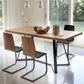 Rectangle Industrial Dining Table Trestle Base Fixed Table with Solid Wood 86.6"L x 35.4"W x 29.5"H Without Chairs Clearhalo 'Dining Tables & Seating' 'Dining Tables' 'dining_table' 'furn' 'furn_dining_table' 'Furniture' 'furniture_dining_table' 'Kitchen & Dining Furniture' 'kitchen' 'kitchen_dining_table' 4781030