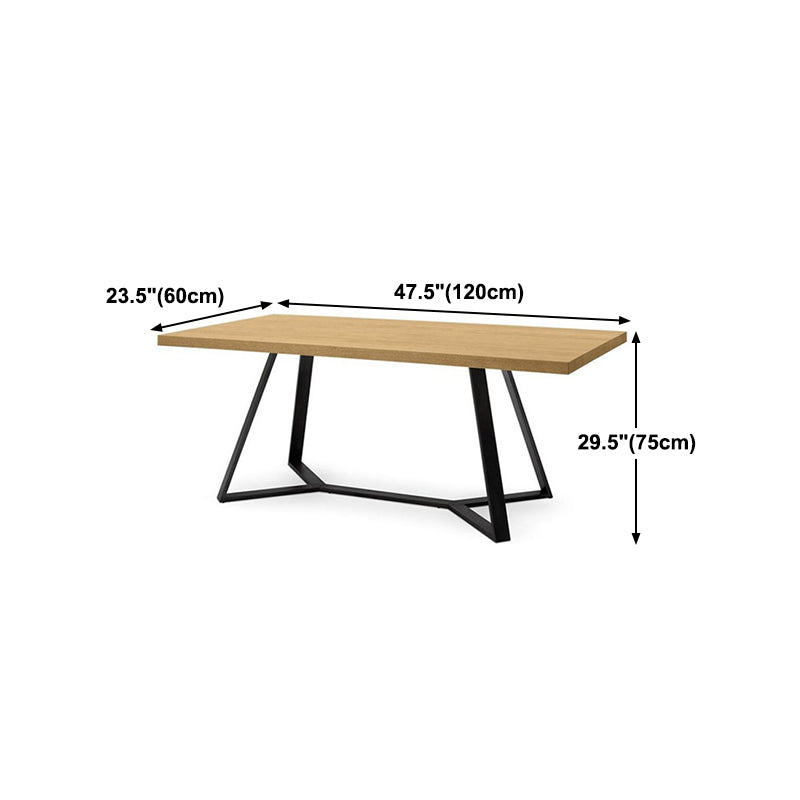 Rectangle Industrial Dining Table Trestle Base Fixed Table with Solid Wood Clearhalo 'Dining Tables & Seating' 'Dining Tables' 'dining_table' 'furn' 'furn_dining_table' 'Furniture' 'furniture_dining_table' 'Kitchen & Dining Furniture' 'kitchen' 'kitchen_dining_table' 4781035