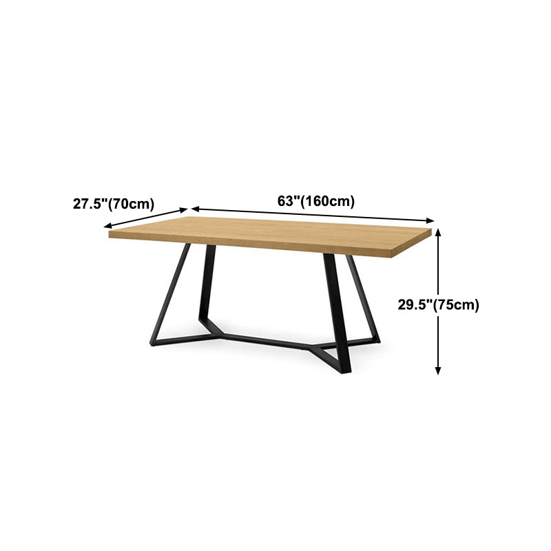 Rectangle Industrial Dining Table Trestle Base Fixed Table with Solid Wood Clearhalo 'Dining Tables & Seating' 'Dining Tables' 'dining_table' 'furn' 'furn_dining_table' 'Furniture' 'furniture_dining_table' 'Kitchen & Dining Furniture' 'kitchen' 'kitchen_dining_table' 4781037